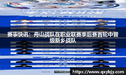 赛事快讯：舟山战队在职业联赛季后赛首轮中晋级新乡战队