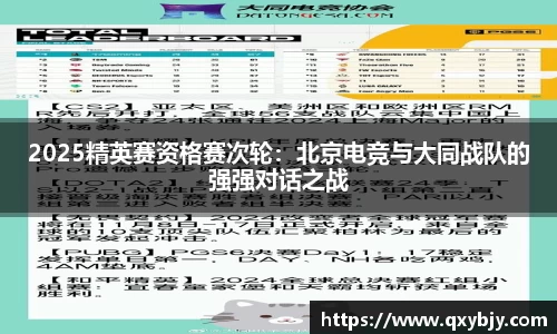 2025精英赛资格赛次轮：北京电竞与大同战队的强强对话之战